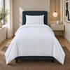 Stripe Premium Pamuk Saten Tek Kişilik Nevresim Takımı 160x220 cm Beyaz