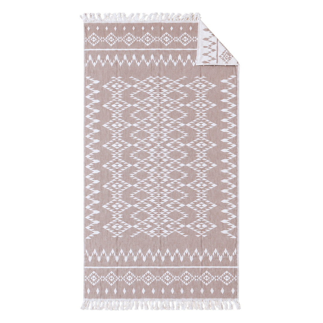 Aztec Dokulu Pamuk Peştamal Terracotta