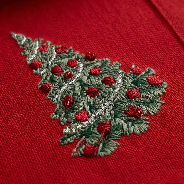 Veloura Leke Tutmaz Nakışlı Keten Peçete Kırmızı (2'li Set)