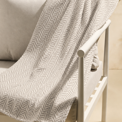 Herringbone Dokulu Pamuk Peştamal Bej
