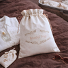 Vintage Nakışlı Keten Seyahat Çantası Pudra