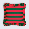 Red & Green Stripe Fırfır Kenarlı Kırlent Kılıfı
