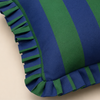 Khaki & Navy Stripe Fırfır Kenarlı Kırlent Kılıfı