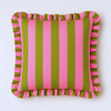 Pink & Green Stripe Fırfır Kenarlı Kırlent Kılıfı
