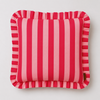 Red & Rose Stripe Fırfır Kenarlı Kırlent Kılıfı