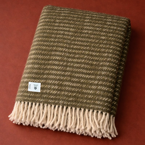 Heritage Tek Kişilik Pure Merino Wool Battaniye Haki (Limited)