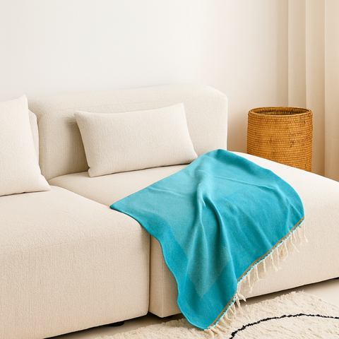 Pia %100 Koltuk Şalı 100x200 cm Turkuaz