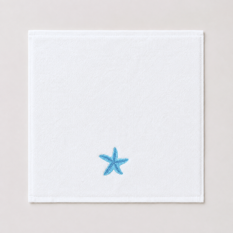 Sea Star %100 Pamuk Nakışlı El Havlusu 30x30 cm Mavi