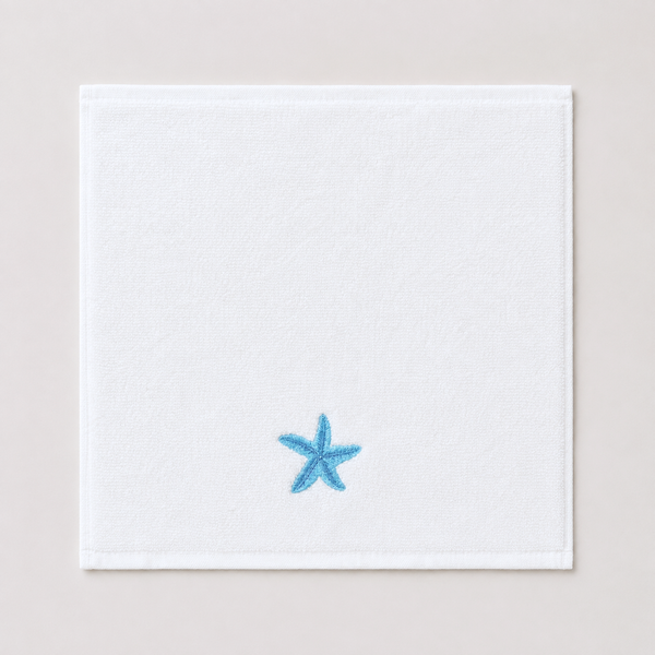 Sea Star %100 Pamuk Nakışlı El Havlusu 30x30 cm Mavi
