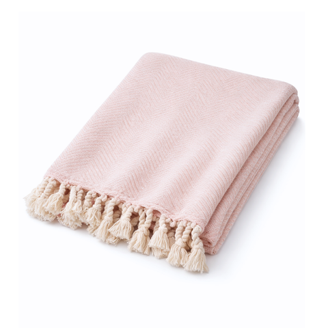 Laura %100 Pamuk Throw Örtü 150x200 cm Pudra