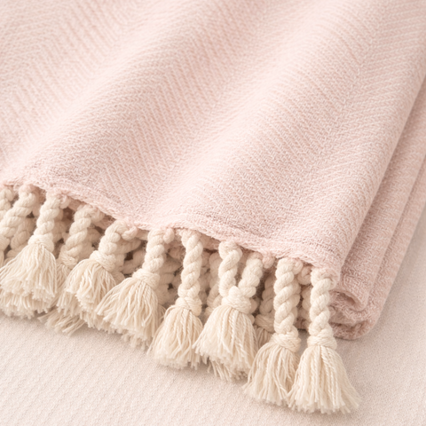 Laura %100 Pamuk Throw Örtü 150x200 cm Pudra