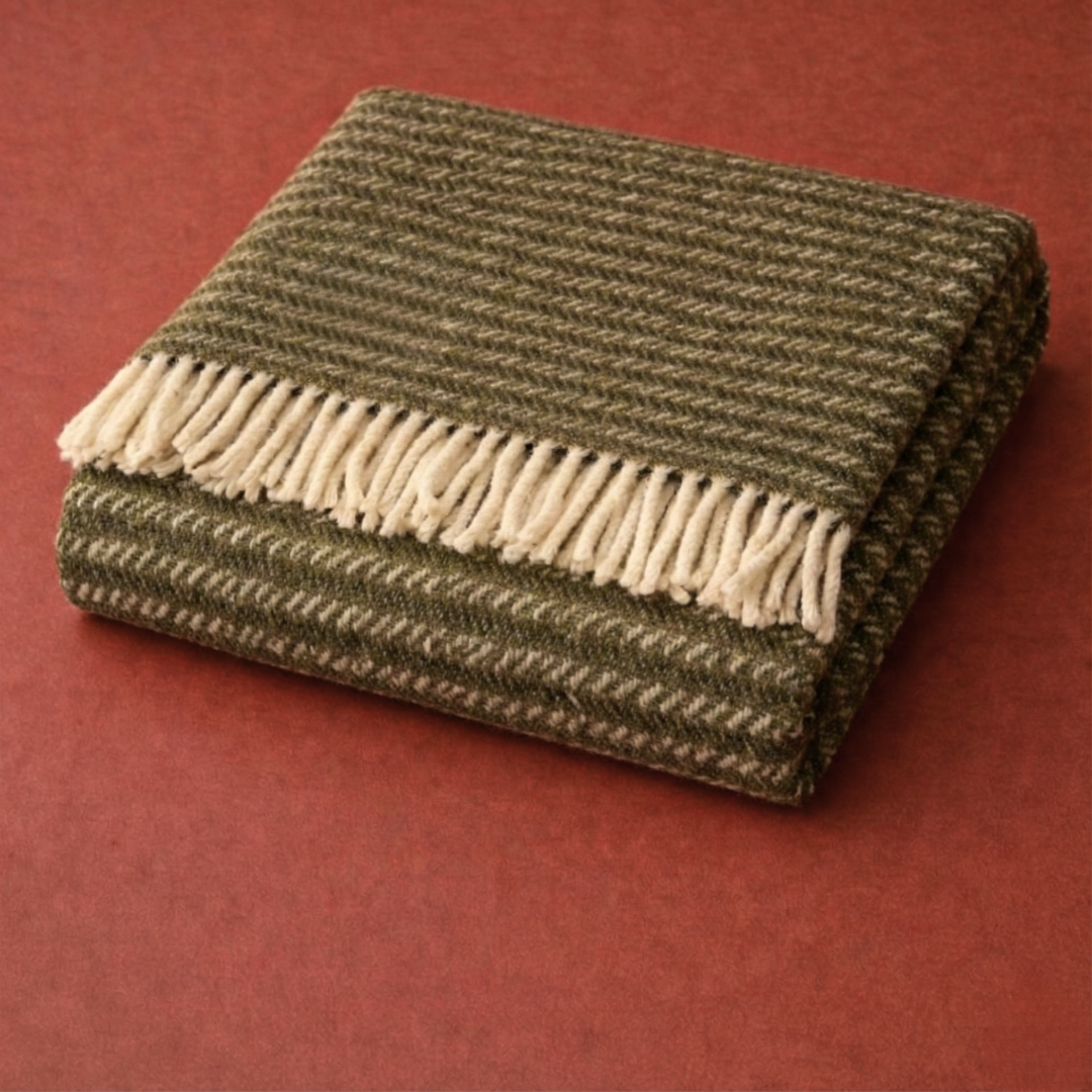 Heritage Tek Kişilik Pure Merino Wool Battaniye Haki (Limited)