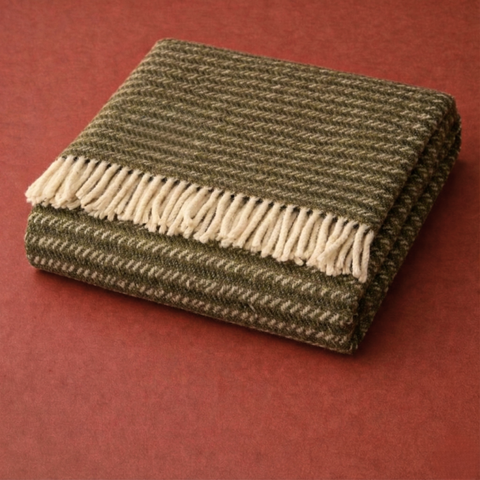 Heritage Tek Kişilik Pure Merino Wool Battaniye Haki (Limited)