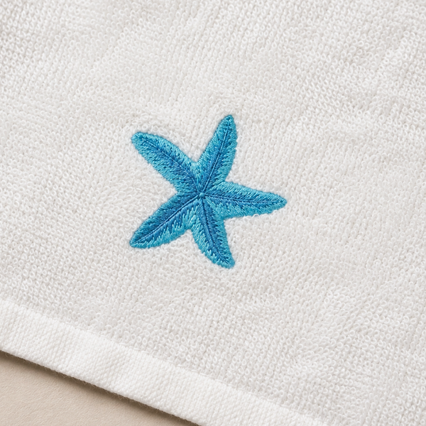 Sea Star %100 Pamuk Nakışlı El Havlusu 30x30 cm Mavi