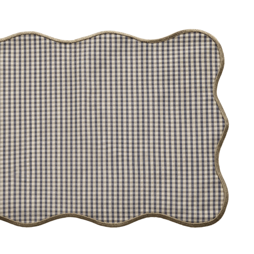 Check Premium Dokuma Kıvrımlı Amerikan Servisi 35x50 cm Kahve (2'li Set)