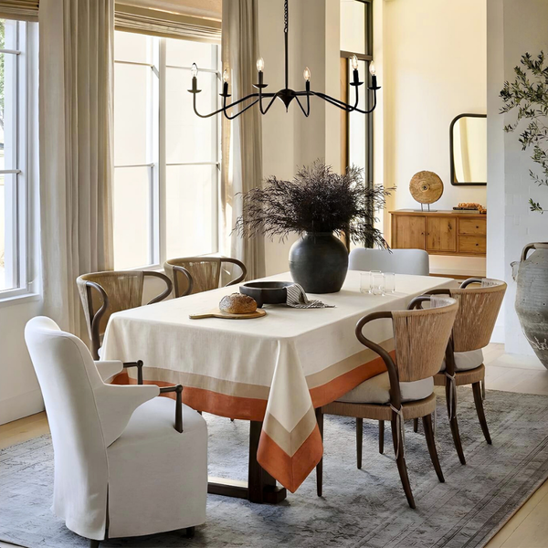 Country Kenar Detaylı Leke Tutmaz Keten Masa Örtüsü Mango