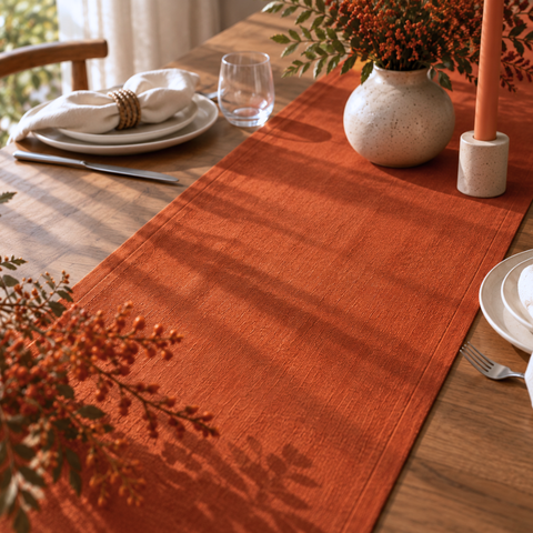 Genoa Dokuma Keten Leke Tutmaz Runner 50x150 cm Tarçın