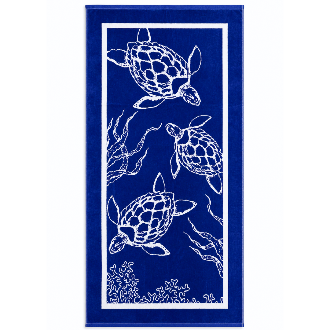 Caretta Pamuk Plaj Havlusu Saks Mavi