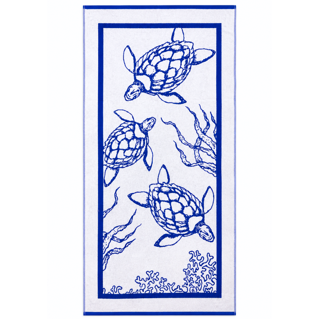 Caretta Pamuk Plaj Havlusu Saks Mavi