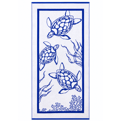 Caretta Pamuk Plaj Havlusu Saks Mavi