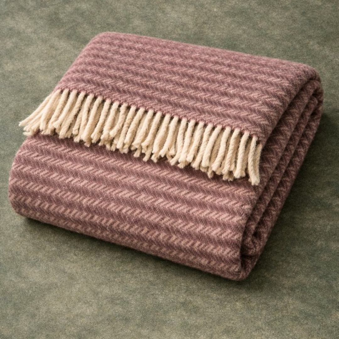 Heritage Tek Kişilik Pure Merino Wool Battaniye Gül Kurusu (Limited)