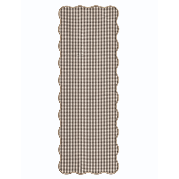 Check Premium Dokuma Kıvrımlı Runner 45x150 cm Kahve