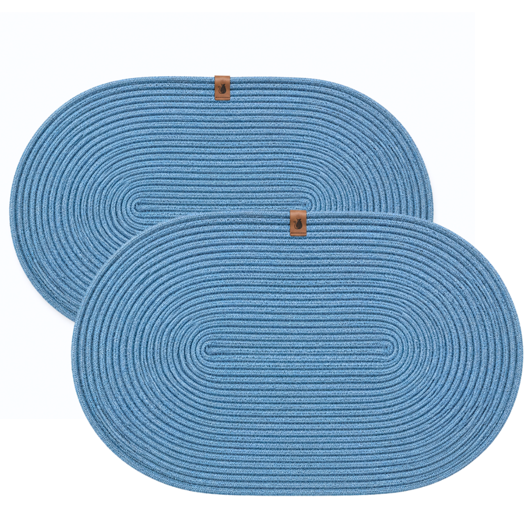 Syrax Oval Amerikan Servisi 30x50 cm Lacivert (2'li Set)
