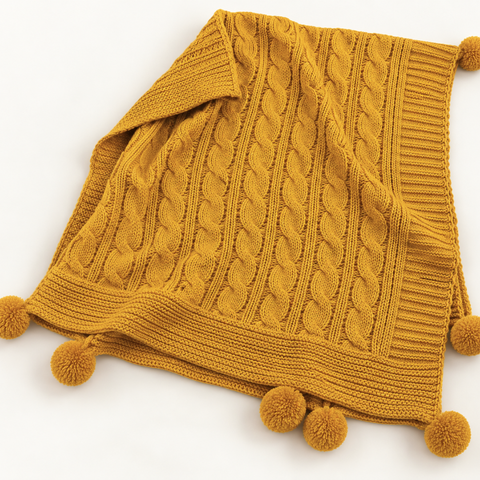 Nova Triko Throw Battaniye 130x150 cm Safran