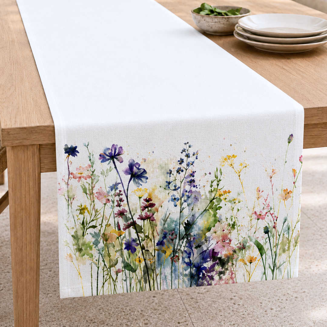 Menekşe Leke Tutmaz Pamuk Runner 45x150 cm