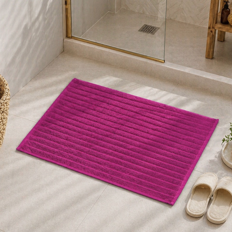 Stripe Pamuk Banyo Paspası 50x80 cm Fuşya