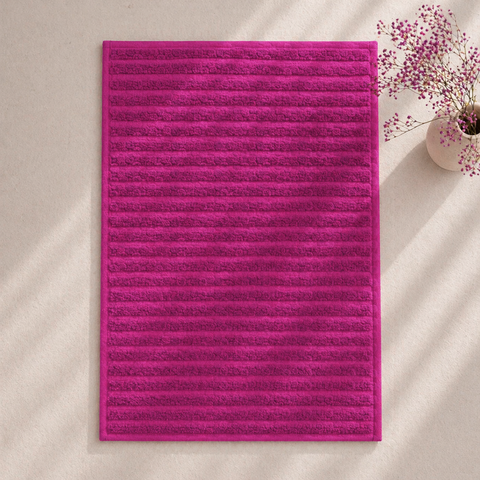 Stripe Pamuk Banyo Paspası 50x80 cm Fuşya