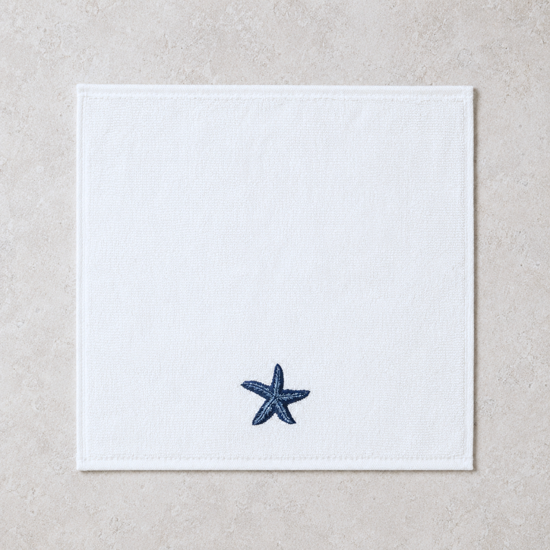 Sea Star %100 Pamuk Nakışlı El Havlusu 30x30 cm Lacivert