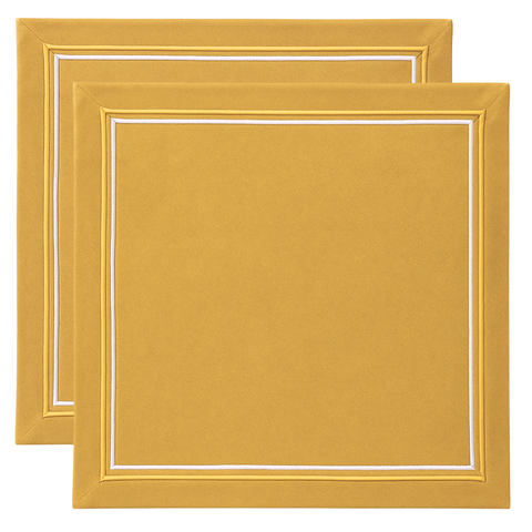 2 Sıra Piko Nakış Detaylı Keten Leke Tutmaz Peçete Safran (2'li Set)