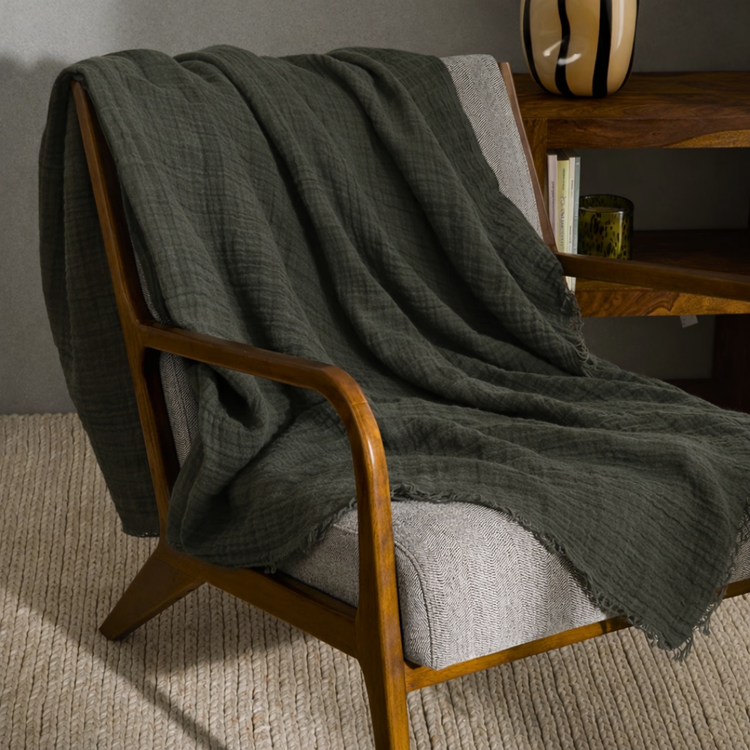 Navigli 4 Kat Müslin Çok Amaçlı Örtü 180x240 cm Haki