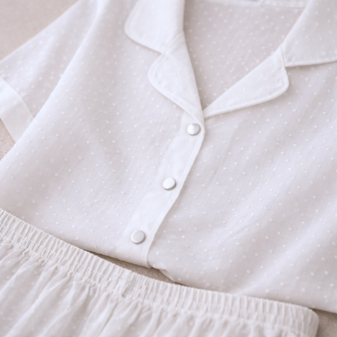 Dreamy Pamuk İşlemeli Kadın Pijama Takımı Beyaz