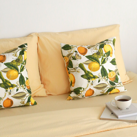 Lemon Dokuma Keten Kırlent Kılıfı