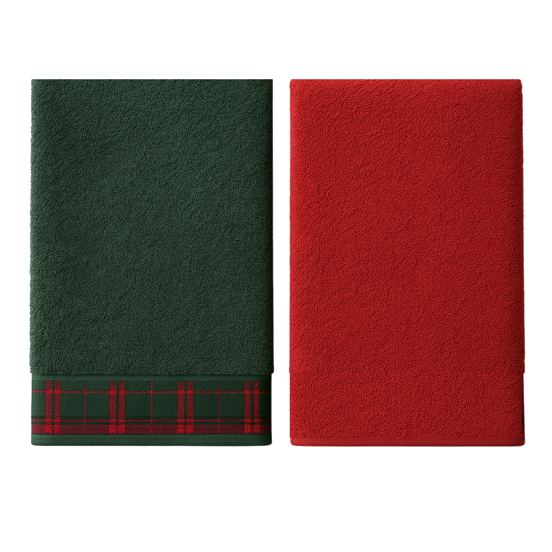 Tartan %100 Pamuk Yüz Havlu Seti 50x70 cm Kırmızı
