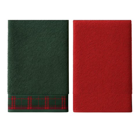 Tartan %100 Pamuk Yüz Havlu Seti 50x70 cm Kırmızı