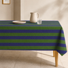 Green & Navy Stripe Dokuma Pamuk Leke Tutmaz Masa Örtüsü