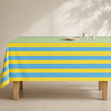 Yellow & Blue Stripe Dokuma Pamuk Leke Tutmaz Masa Örtüsü