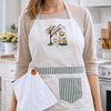Petit Cafe Nakışlı Tasarım Mutfak Önlük Seti Krem