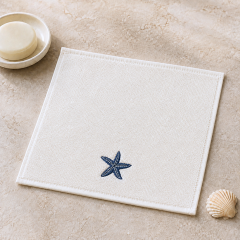 Sea Star %100 Pamuk Nakışlı El Havlusu 30x30 cm Lacivert