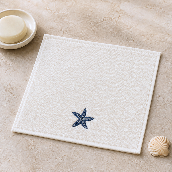 Sea Star %100 Pamuk Nakışlı El Havlusu 30x30 cm Lacivert