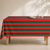 Red & Green Stripe Dokuma Pamuk Leke Tutmaz Masa Örtüsü
