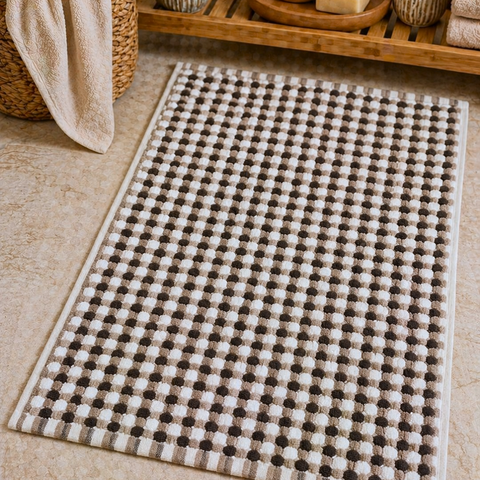 Mozaik Pamuk Banyo Paspası 50x80 cm Vizon
