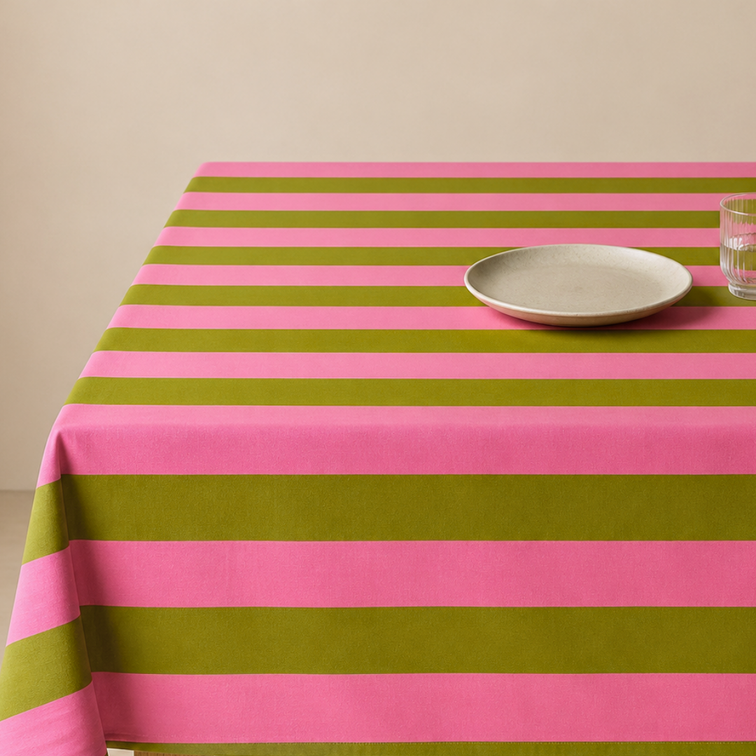 Saint-Tropez Stripe Dokuma Pamuk Leke Tutmaz Masa Örtüsü