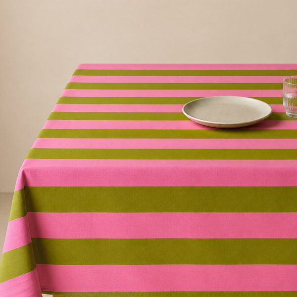 Saint-Tropez Stripe Dokuma Pamuk Leke Tutmaz Masa Örtüsü