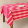 Red & Rose Stripe Dokuma Pamuk Leke Tutmaz Masa Örtüsü
