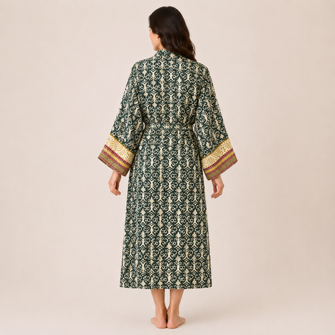 Samira Premium Pamuk Bohem Kimono Haki