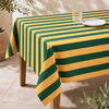 Yellow & Green Stripe Dokuma Pamuk Leke Tutmaz Masa Örtüsü